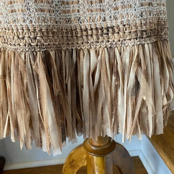 Nic + Zoe Textured Knit Fringe Tan Skirt M - Picture 3 of 13